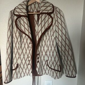 Brown and Cream Women's Vintage Jacket